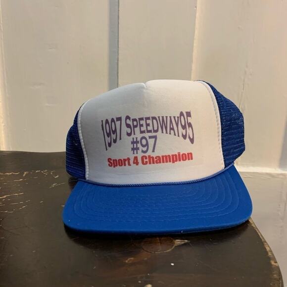 Vintage snapback stock car racing speedway 95 Maine 1997 trucker mesh cap hat - Picture 2 of 5